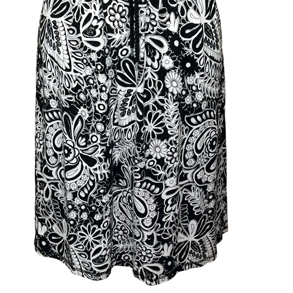 T by Talbots Sleeveless Black & White Casual Knit Dress With Drawstring Waist SP - Picture 4 of 15